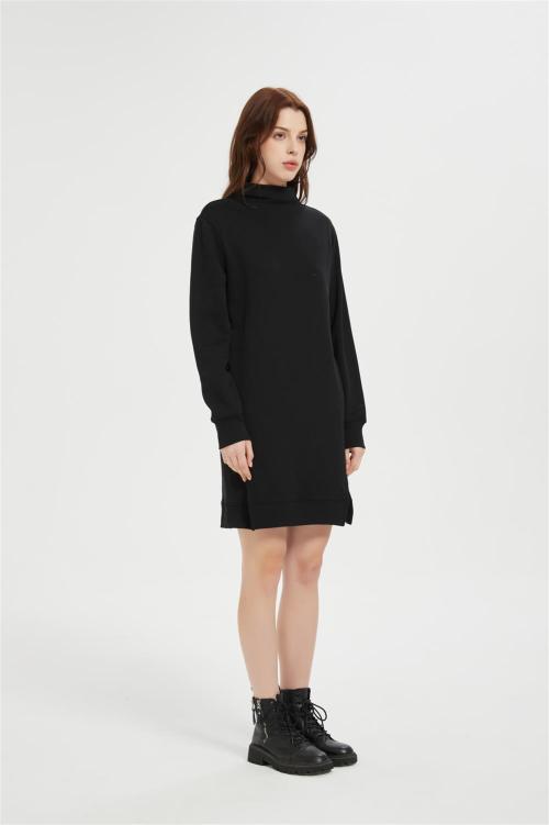 OEM Women's Casual Pullover Dress | High Neck Solid Color Knitted pullover dress Manufacturer