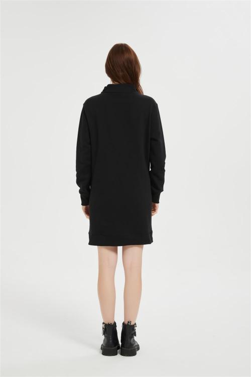 OEM Women's Casual Pullover Dress | High Neck Solid Color Knitted pullover dress Manufacturer