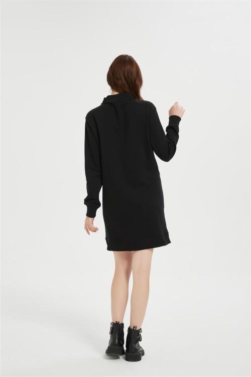 OEM Women's Casual Pullover Dress | High Neck Solid Color Knitted pullover dress Manufacturer