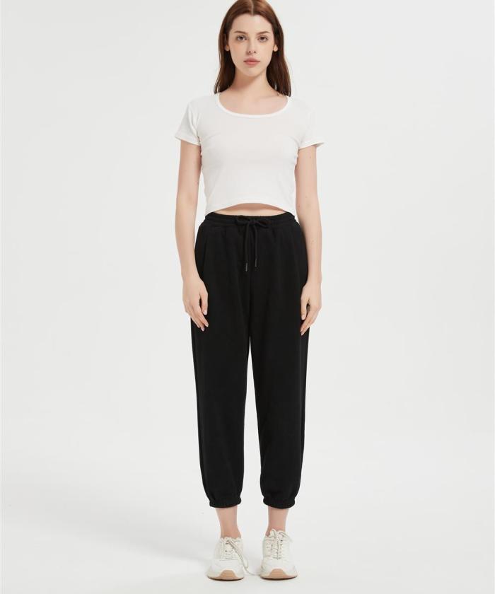 OEM Women's Winter Wool Sweatpants Casual Leggings Elastic Lace-Up Warm Pants