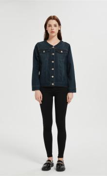 OEM Women's Jean Jackets | Button Down Collarless Long Sleeve Jean Jackets Manufacturer
