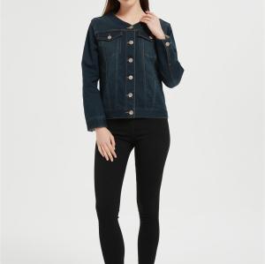 OEM Women's Jean Jackets | Button Down Collarless Long Sleeve Jean Jackets Manufacturer