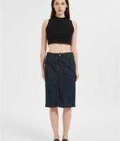 OEM Women's Casual Jean Skirt High Waist Front Slit  Denim Skirts From Chinese Factory