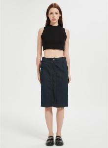 OEM Women's Casual Jean Skirt High Waist Front Slit  Denim Skirts From Chinese Factory