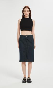 OEM Women's Casual Jean Skirt High Waist Front Slit  Denim Skirts From Chinese Factory