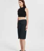 OEM Women's Casual Jean Skirt High Waist Front Slit  Denim Skirts From Chinese Factory
