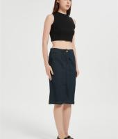 OEM Women's Casual Jean Skirt High Waist Front Slit  Denim Skirts From Chinese Factory