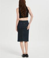 OEM Women's Casual Jean Skirt High Waist Front Slit  Denim Skirts From Chinese Factory