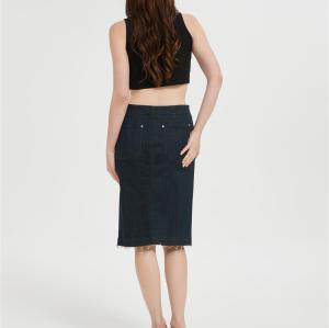 OEM Women's Casual Jean Skirt High Waist Front Slit  Denim Skirts From Chinese Factory