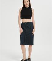 OEM Women's Casual Jean Skirt High Waist Front Slit  Denim Skirts From Chinese Factory