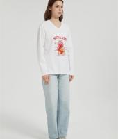 OEM Women's long-sleeved T-shirt | Summer V Neck Digital Printed T-Shirt long sleeved T-shirt