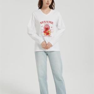 OEM Women's long-sleeved T-shirt | Summer V Neck Digital Printed T-Shirt long sleeved T-shirt