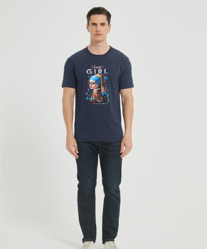 OEM Men's  Crew Neck Digital Printed T-Shirt  | Custom Casual Blouses Graphic Tees Loose Fit