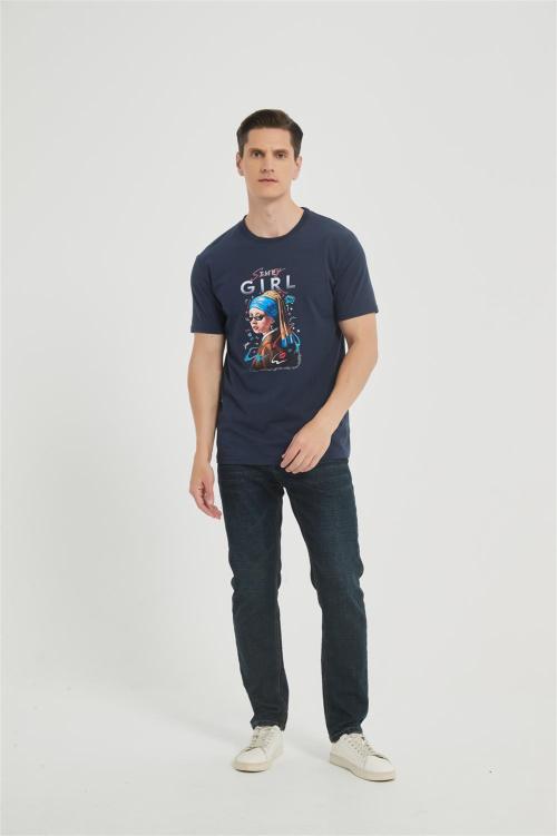 OEM Men's  Crew Neck Digital Printed T-Shirt  | Custom Casual Blouses Graphic Tees Loose Fit