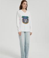 OEM Women's long-sleeved T-shirt | V Neck Digital Printed T-Shirt  | Custom Long Sleeved T-shirt
