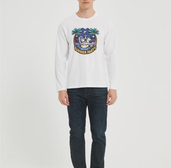OEM Men's long-sleeved T-shirt | Summer Crew Neck Digital Printed T-Shirt Supplier