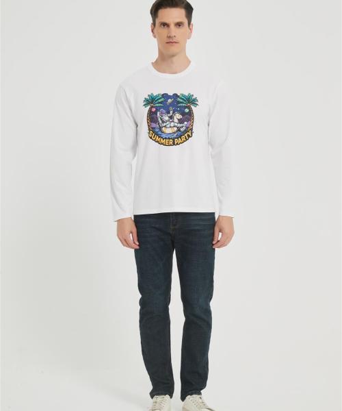 OEM Men's long-sleeved T-shirt | Summer Crew Neck Digital Printed T-Shirt Supplier