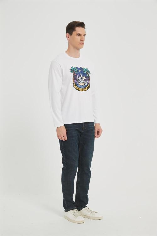 OEM Men's long-sleeved T-shirt | Summer Crew Neck Digital Printed T-Shirt Supplier