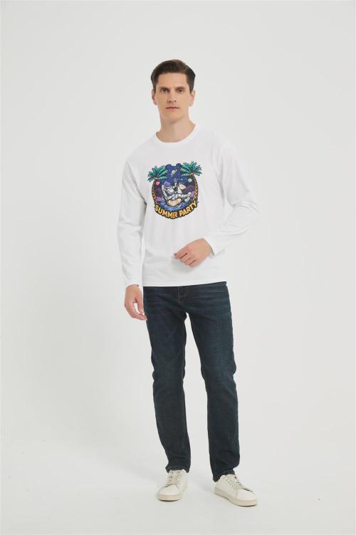 OEM Men's long-sleeved T-shirt | Summer Crew Neck Digital Printed T-Shirt Supplier