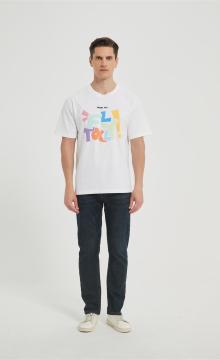 OEM Men's Fashion Alphabet Foam Printing T-Shirt | Cartoon Graphic Cotton Short Sleeve Tops Supplier
