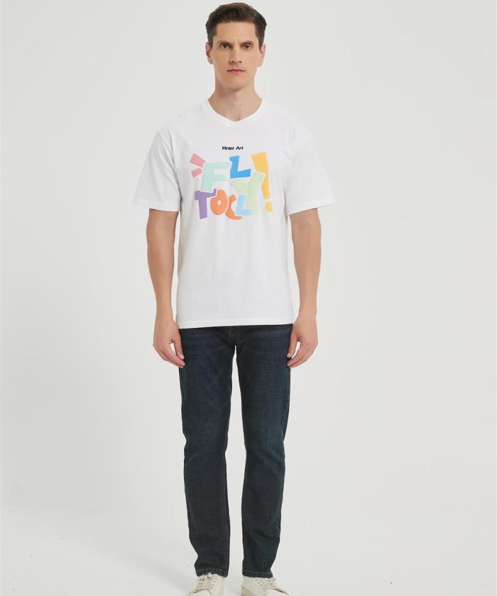 OEM Men's Fashion Alphabet Foam Printing T-Shirt | Cartoon Graphic Cotton Short Sleeve Tops Supplier