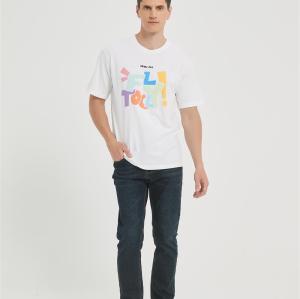 OEM Men's Fashion Alphabet Foam Printing T-Shirt | Cartoon Graphic Cotton Short Sleeve Tops Supplier