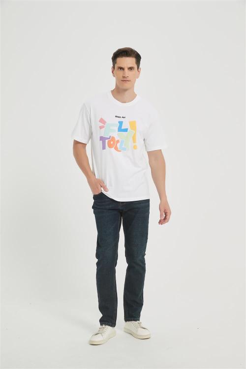 OEM Men's Fashion Alphabet Foam Printing T-Shirt | Cartoon Graphic Cotton Short Sleeve Tops Supplier