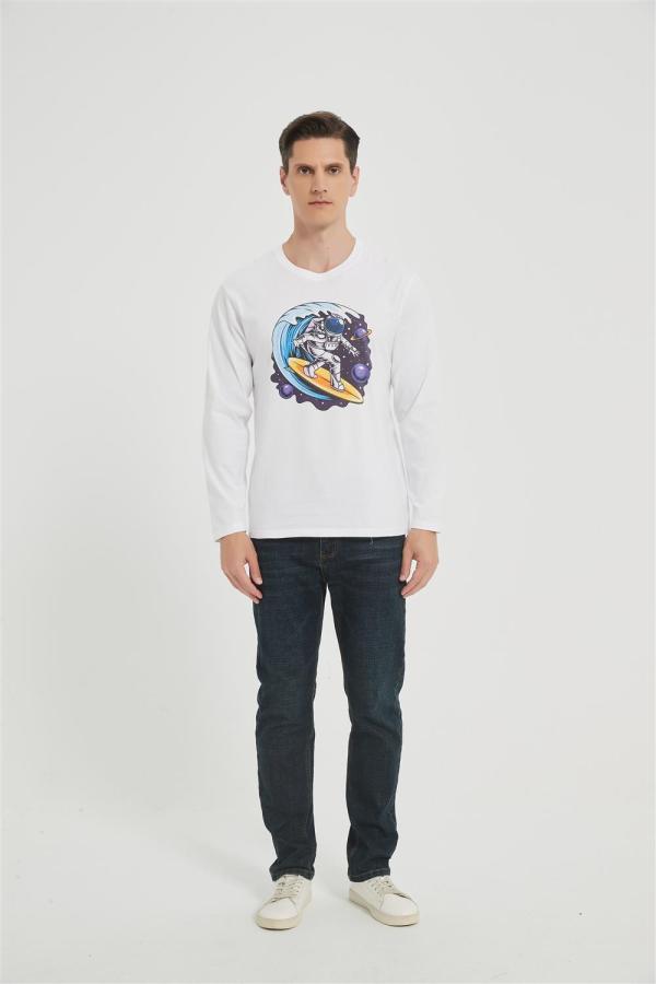 OEM Men's long-sleeved T-shirt | Summer Crew Neck Digital Printed T-Shirt Supplier