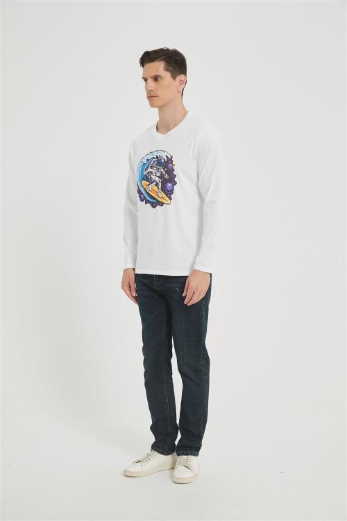 OEM Men's long-sleeved T-shirt | Summer Crew Neck Digital Printed T-Shirt Supplier