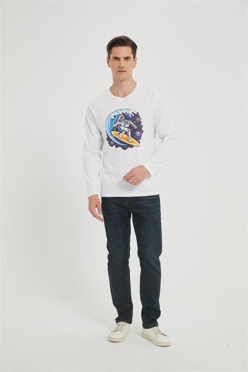 OEM Men's long-sleeved T-shirt | Summer Crew Neck Digital Printed T-Shirt Supplier