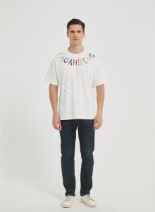 OEM Men's Fashion Knitwear | Ink Blot Printing T-Shirt | Crew Neck Cotton T-shirt Manufacturer