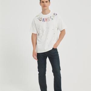 OEM Men's Fashion Knitwear | Ink Blot Printing T-Shirt | Crew Neck Cotton T-shirt Manufacturer