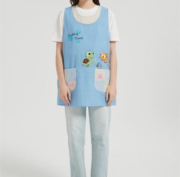OEM Printed Aprons For WomenWith Pockets | Smock Apron With Buttons For Cooking Manufacturer