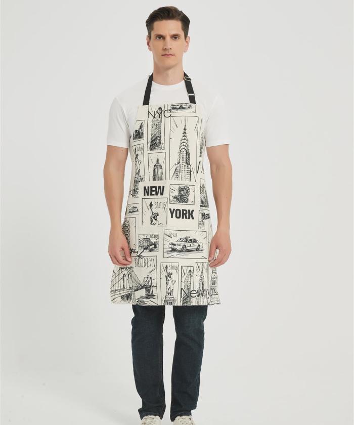OEM Apron for Men with Pockets  |  Custom Print Canvas Apron with Adjustable Neck Strap