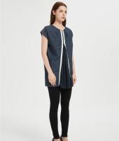 Custom Women's Denim Shirt | 1/4 Zipper Tank Tops Athletic Shirt From Chinese Factory