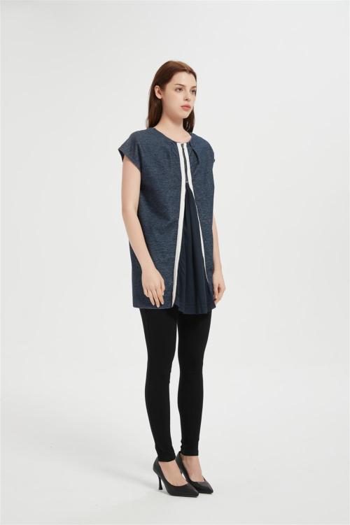 Custom Women's Denim Shirt | 1/4 Zipper Tank Tops Athletic Shirt From Chinese Factory