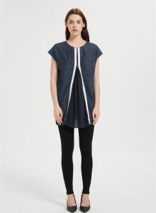 Custom Women's Denim Shirt | 1/4 Zipper Tank Tops Athletic Shirt From Chinese Factory