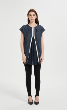 Custom Women's Denim Shirt | 1/4 Zipper Tank Tops Athletic Shirt From Chinese Factory