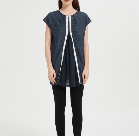 Custom Women's Denim Shirt | 1/4 Zipper Tank Tops Athletic Shirt From Chinese Factory