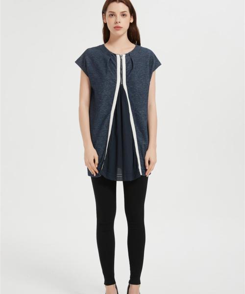 Custom Women's Denim Shirt | 1/4 Zipper Tank Tops Athletic Shirt From Chinese Factory