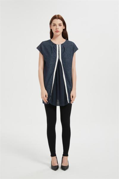 Custom Women's Denim Shirt | 1/4 Zipper Tank Tops Athletic Shirt From Chinese Factory