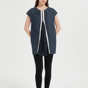 Custom Women's Denim Shirt | 1/4 Zipper Tank Tops Athletic Shirt From Chinese Factory