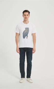 Supplier Men's Seamless Short-Sleeve T-Shirt | Colorful Owl Pattern Printing Cotton T-shirt