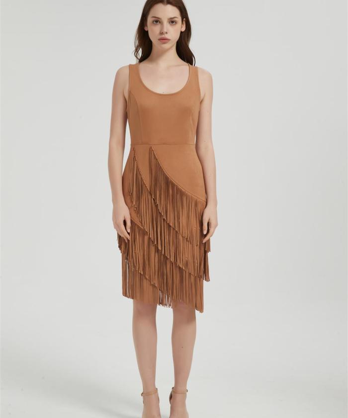 Custom Women Fringe Vest 70s Hippie Faux Suede Sleeveless Tassels Cardigan Cowgirl Western Tops