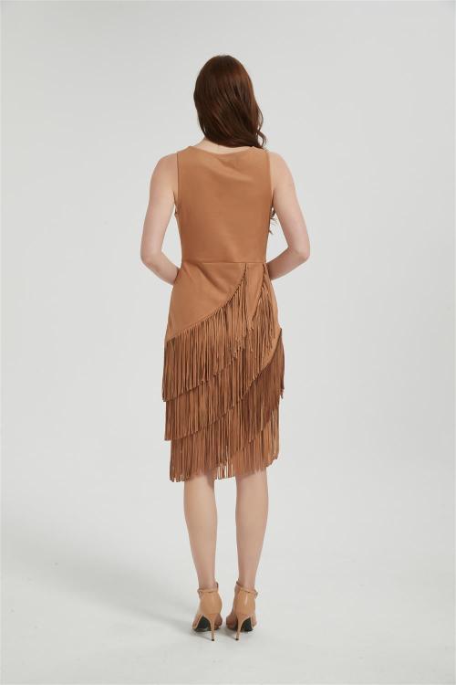 Custom Women Fringe Vest 70s Hippie Faux Suede Sleeveless Tassels Cardigan Cowgirl Western Tops