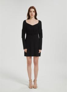 Custom Women's Vintage Western Suede Dress | Faux Suede Long Sleeve Fashion Tassel Top