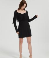 Custom Women's Vintage Western Suede Dress | Faux Suede Long Sleeve Fashion Tassel Top