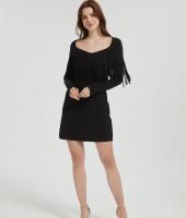 Custom Women's Vintage Western Suede Dress | Faux Suede Long Sleeve Fashion Tassel Top