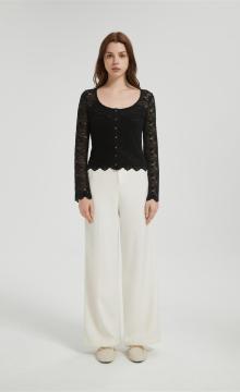 Womens Lace Floral Long Sleeve Mesh Tops | Custom Sheer Blouse Sexy See Through Layering Top Shirts