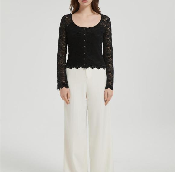 Womens Lace Floral Long Sleeve Mesh Tops | Custom Sheer Blouse Sexy See Through Layering Top Shirts
